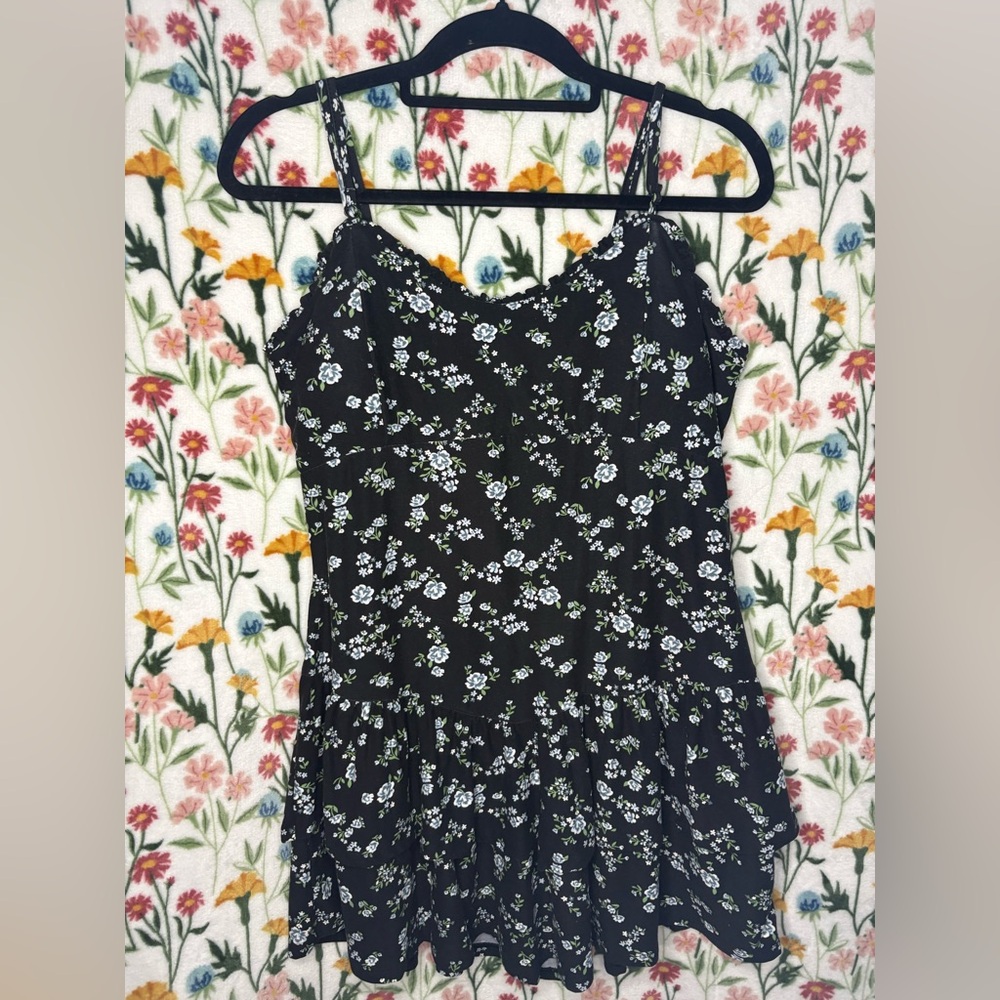 No Boundaries Black Floral Mini Dress